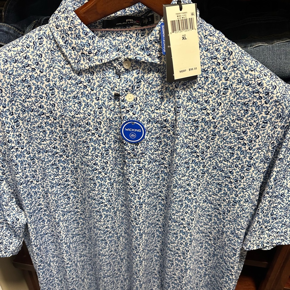 Blue Floral Men's golf/resort Shirt